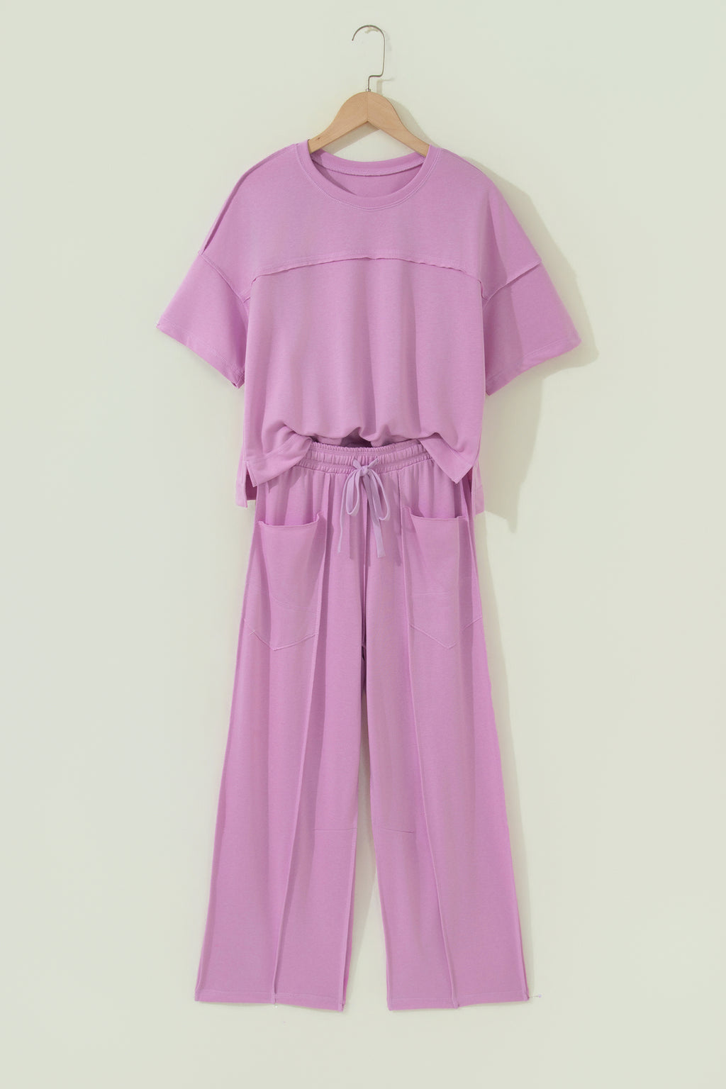Red Drop Shoulder Tee & Barrel Pants Set | Agape Beauty