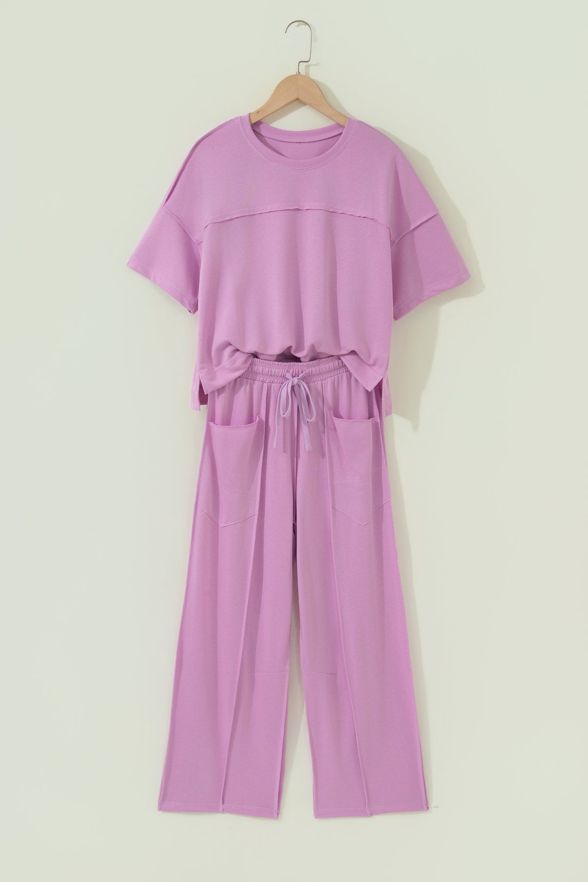 Red Drop Shoulder Tee & Barrel Pants Set | Agape Beauty