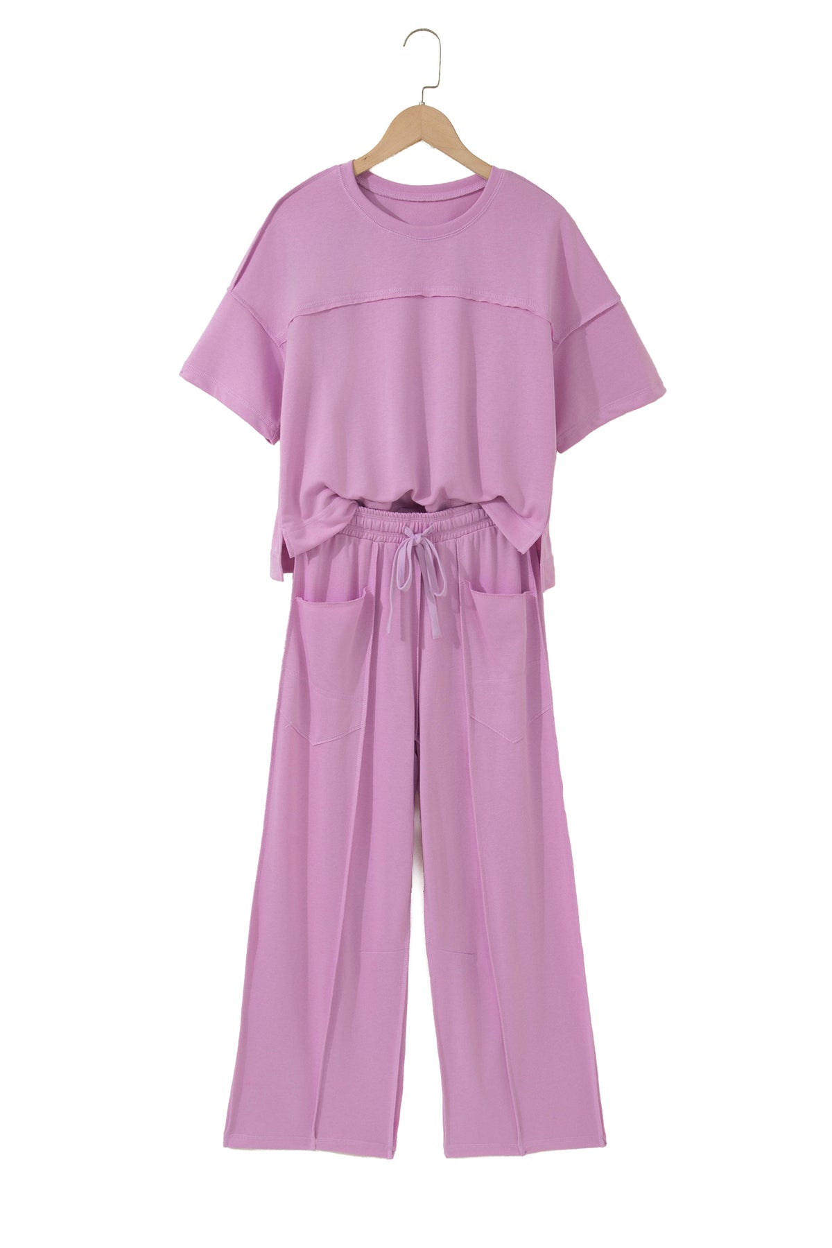 Red Drop Shoulder Tee & Barrel Pants Set | Agape Beauty