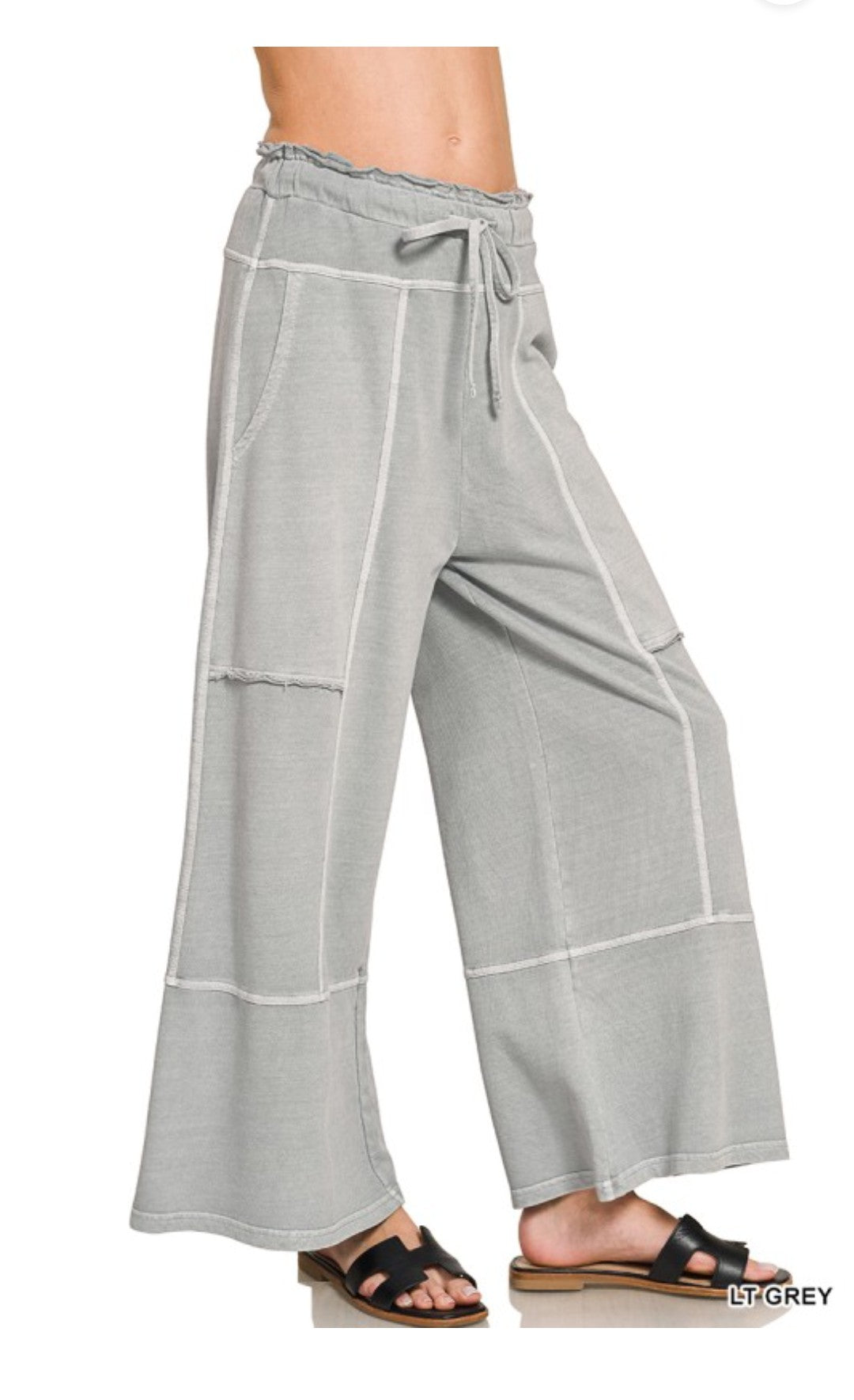 Exposed seam wide leg pants