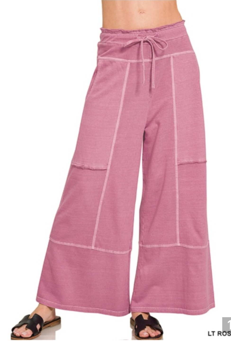 Exposed seam wide leg pants